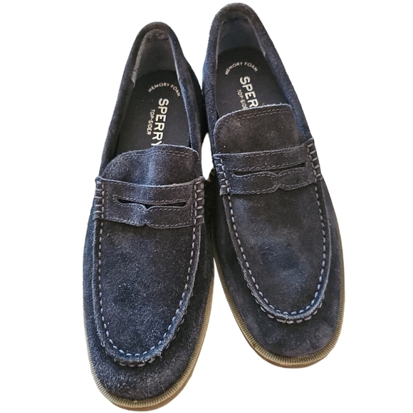 Sperry mens sz 8.5 navy suede Manchester penny loafers new
